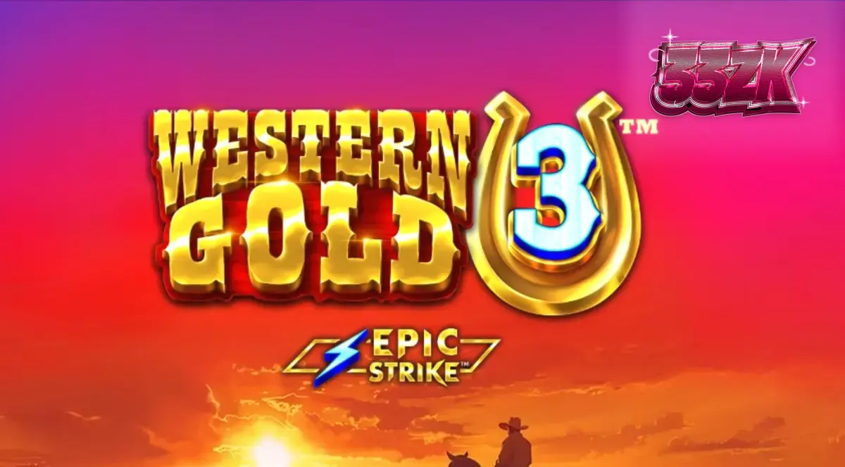 Tampilan visual slot Western Gold 3 dengan latar belakang ngarai dan simbol koboi.